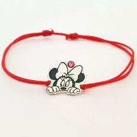 Bratara Minnie Mouse decupata din argint 925, cu cristal Swarovski si snur reglabil - 1