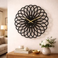 Ceas de perete geometric 3D 30 cm negru silentios - 1