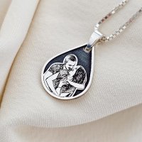 Lantisor personalizata cu poza - Lacrima Amintirilor - Model fotogravura relief - Argint 925 - 1