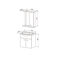 Set mobilier baie suspendat Ukra 3 piese alb 65 cm - 2