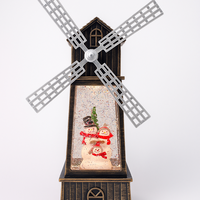 Figurina Vintage de Craciun Moara de Vant cu Mos Craciun, Muzica si Zapada in Miscare, Negru/Auriu, 3 Modele - 1