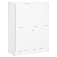 Dulap pentru Pantofi HOMCOM 60L x 24l x 80H cm cu 2 Uși Batante Alb | Aosom Romania - 1