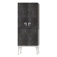 Dulap soldat dublu pentru baie Pierre Cardin Venus, negru cu detalii argintii, 70 x 150 cm - 1