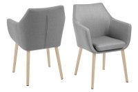 Scaun dining Nora gri, cu brate, din stejar, 84 x 58 x 58 cm - 2