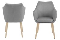 Scaun dining Nora gri, cu brate, din stejar, 84 x 58 x 58 cm - 3