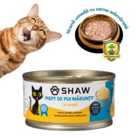 SHAW Hrană umedă pentru pisici cu pui în supă, fără cereale, 80g - Ideală pentru pisici cu apetit capricios - 2
