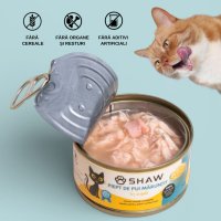 SHAW Hrană umedă pentru pisici cu pui în supă, fără cereale, 80g - Ideală pentru pisici cu apetit capricios - 6