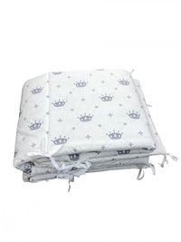 Set de aparatori pufoase h35 pat 140x70 cm DeLuxe Coronite gri pe alb - 1