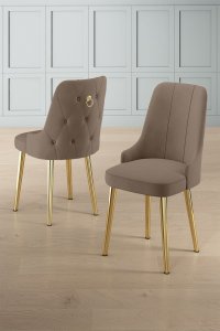 Set de scaune Hanah Home din metal, cappuccino si auriu, 46x46x94 cm - 3
