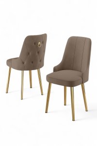 Set de scaune Hanah Home din metal, cappuccino si auriu, 46x46x94 cm - 2