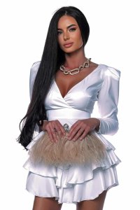 Rochie Alba cu Volane - 1