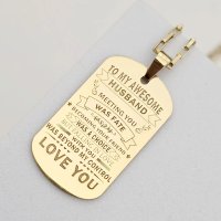 Lant barbatesc cu pandantiv personalizat - My Husband - Argint 925 placat cu Aur Galben 18K - 1