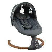 Balansoar electric Bebe Stars Fluffy cu jucarii si melodii, pana la 9 kg, Smoked Grey - 1