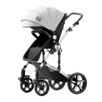 Carucior pentru copii Buf Boof A1 Deluxe Black White 2 in 1 reversibil 0-36 luni, cadru din aluminiu, amortizoare, accesorii incluse - 7