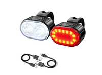 Set lumini bicicleta 078, LED T6 fata alba si spate rosie, 4 moduri, USB, negru - 1