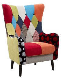 Fotoliu Mauro Ferretti Imperial, din lemn si material patchwork, 73 x 79 x 106 cm - 1