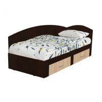 Pat Colt Alma 120x200 cm, cu 2 sertare laterale pe role, colt interschimbabil, sonoma inchis + sonoma deschis - 1