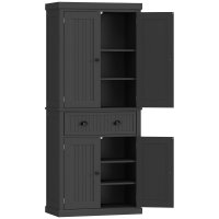 Bufet inalt HOMCOM pentru bucatarie, cu 4 usi, sertar si polițe reglabile, dimensiuni 76,2 x 40,2 x 183 cm, negru - 1