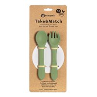 Set tacamuri din silicon PetiteMars Sweet Pea Verde TakeMatch, forma ergonomica, fara BPA, 6 luni+ - 1