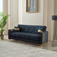 Canapea extensibila Camara cu lada de depozitare 220x87x93 cm, detalii aurii - 1