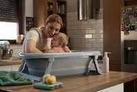 Cadita pliabila cu dop de scurgere si termometru Tega Baby Dove Grey - 4