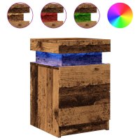 Set 2 noptiere cu LED, lemn invechit, 35x39x55 cm, design elegant - 1