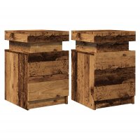 Set 2 noptiere cu LED, lemn invechit, 35x39x55 cm, design elegant - 3