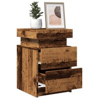 Set 2 noptiere cu LED, lemn invechit, 35x39x55 cm, design elegant - 5