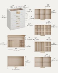 Cutie de bijuterii Songmics alba, 6 straturi, 5 sertare, 25.1 x 16.3 x 29 cm - 5