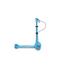 Trotineta pliabila cu inaltime reglabila,baza antiderapanta cu lumini LED,roti cu lumini LED,frana de mana,de la 3 ani si pana la 50 kg,muzica,far si clopotel Byox Toy Cube Blue - 2