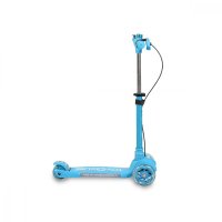 Trotineta pliabila cu inaltime reglabila,baza antiderapanta cu lumini LED,roti cu lumini LED,frana de mana,de la 3 ani si pana la 50 kg,muzica,far si clopotel Byox Toy Cube Blue - 5