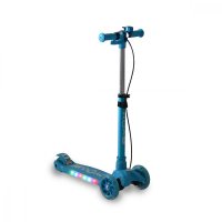 Trotineta pliabila cu inaltime reglabila,baza antiderapanta cu lumini LED,roti cu lumini LED,frana de mana,de la 3 ani si pana la 50 kg,muzica,far si clopotel Byox Toy Cube Blue - 6