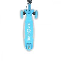 Trotineta pliabila cu inaltime reglabila,baza antiderapanta cu lumini LED,roti cu lumini LED,frana de mana,de la 3 ani si pana la 50 kg,muzica,far si clopotel Byox Toy Cube Blue - 7