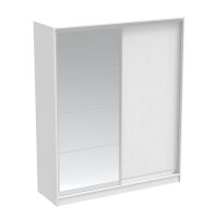 Dulap modern cu 2 usi glisante si oglinda Aparador PakoWorld Alb 180x60x220 cm - 1