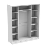 Dulap modern cu 2 usi glisante si oglinda Aparador PakoWorld Alb 180x60x220 cm - 2