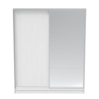 Dulap modern cu 2 usi glisante si oglinda Aparador PakoWorld Alb 180x60x220 cm - 3