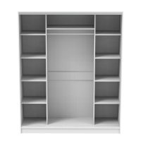 Dulap modern cu 2 usi glisante si oglinda Aparador PakoWorld Alb 180x60x220 cm - 4