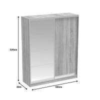Dulap modern cu 2 usi glisante si oglinda Aparador PakoWorld Alb 180x60x220 cm - 6