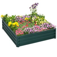 Pat de Gradina Outsunny Suprainaltat din Otel Galvanizat pentru Cultivare 120x120x30cm - 1