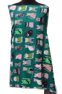Esarfa din casmir cu imprimeu pisicute elegante pe fond albastru inchis - 1