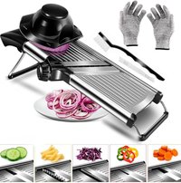Razatoare Multifunctionala Metalica Mandolina pentru Legume si Fructe, 5 Taieturi de la 3mm la 9mm, Lame Detasabile din Inox - 1