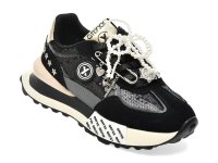 Pantofi sport GRYXX 347 negri pentru femei, din material textil si piele naturala - 1