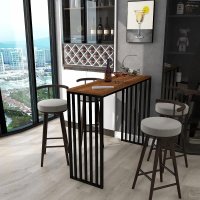 Masa de bucatarie tip bar, nuc si negru, 120 x 40 x 102 cm - 1