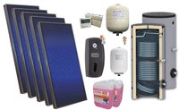 Pachet solar premium, presurizat, 5x panou plan Sunsystem PК SL FP 2.0, Boiler cu 2 serpentine Sunsystem SON 500 2S, controller, vas expansiune solar, vas expansiune sanitar, grup pompare Fornello (pompa OHI), aerisitor, antigel - 1