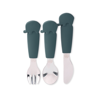 Set tacamuri din inox si silicon Ecorascals - furculita, cutit si lingura - 1