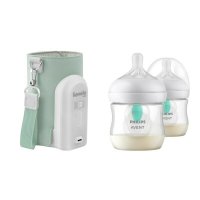Lionelo ThermUp Go Evo Set Incalzitor Biberoane USB cu 2 Biberoane Philips Avent AirFree, Verde - 1