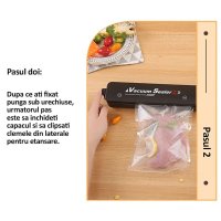 Aparat de vidat si sigilat cu vacuum pentru carne, legume, fructe si alte alimente + 55 de pungi pentru vidat - 4