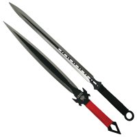 Set doua sabii de vanatoare IdeallStore®, Red Ronin si Dao Blade, otel inoxidabil, negru, teaca inclusa - 1