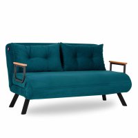 Canapea extensibila SANDO, 2 locuri, verde petrol, 133x78x78 cm - 1