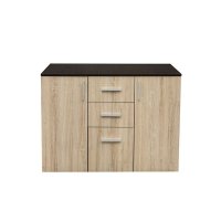 Comoda ALMA, 2 usi, 3 sertare, corp sonoma inchis, fronturi sonoma deschis, 105x40x82 cm - 1